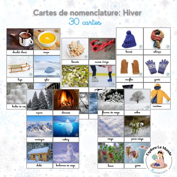 Cartes de nomenclature : hiver - Explore le monde Montessori